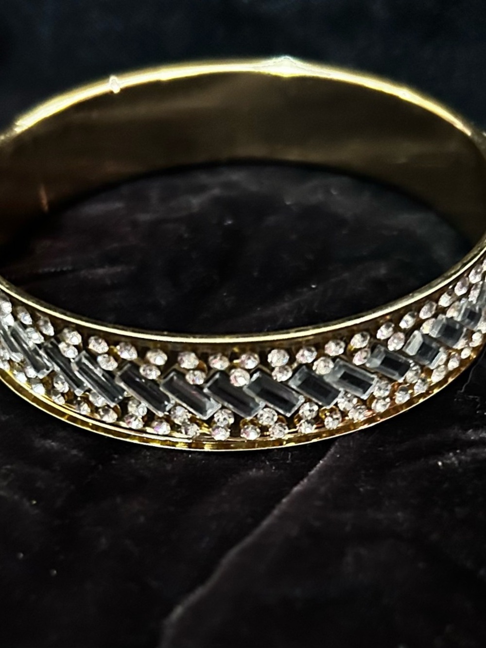 Gold tone Crystal-Accented Women's Bangle Bracelet